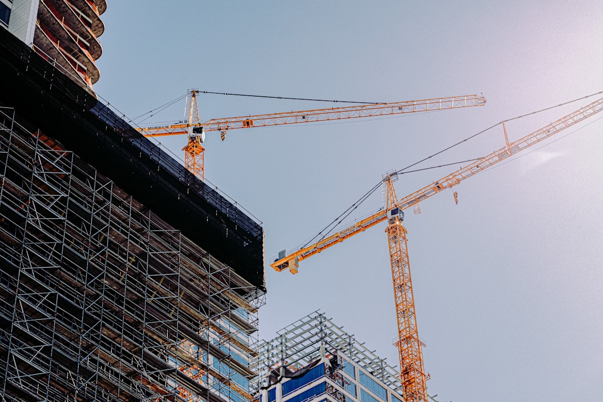 Construction crane on a building site